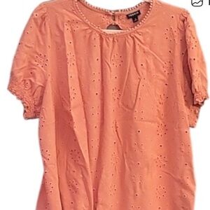 torrid Coral Eyelet Short Sleeve Top